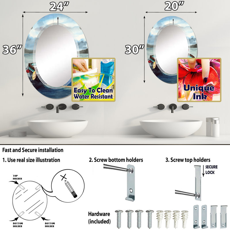 Oval Mirror, 36" x 24"