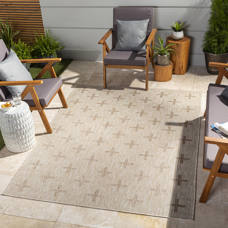 Outdoor Jute-Look Rug Beige/Cream_TRG2357, Rectangle 200 x 275cm