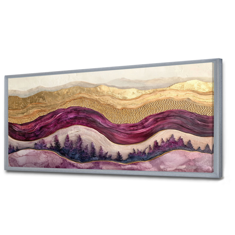 Demar - vignoble, art mural, H 28 po x l 60 po, Impression encadrée flottante, Argent