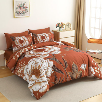 7-Piece Floral Comforter Set - Soft Microfiber Bedding Set for All Seasons