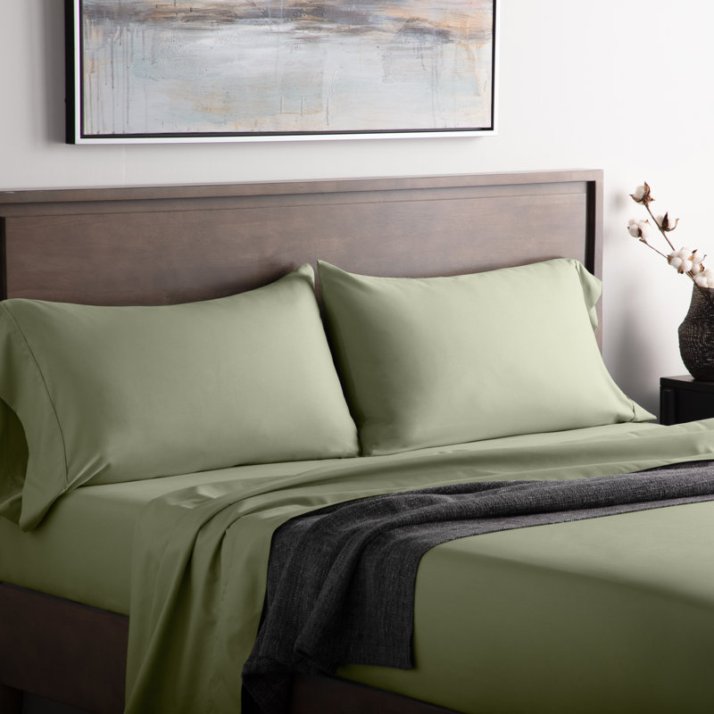 Microfiber Sheet Set, Split King Sheet Set with 2 Pillowcases, Fern