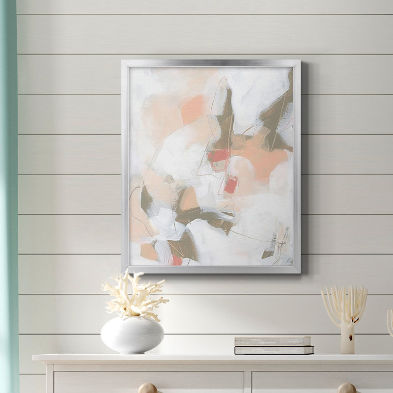 «Sand Story I», toile encadrée de qualité supérieure - prête à être accrochée, Argent, H 24 po x l 20 po