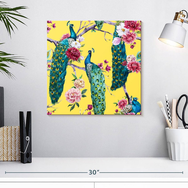 Crowle Elegant Peacocks, 16" H x 16" W