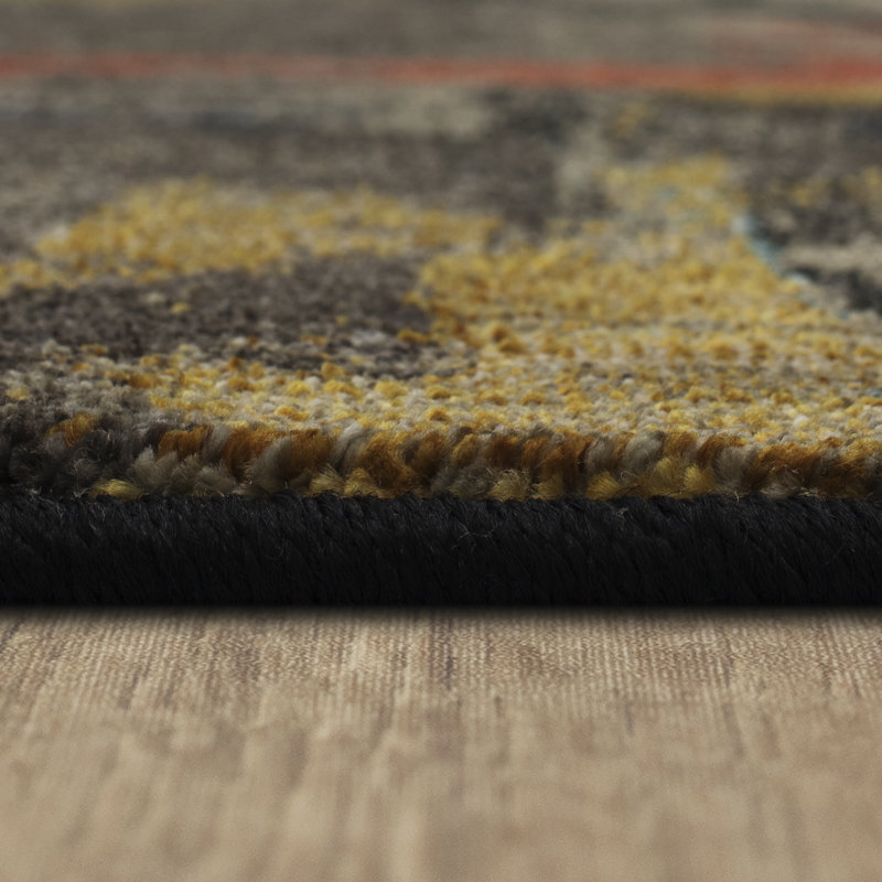 Abstract Blue and Multicolor Wool Area Rug