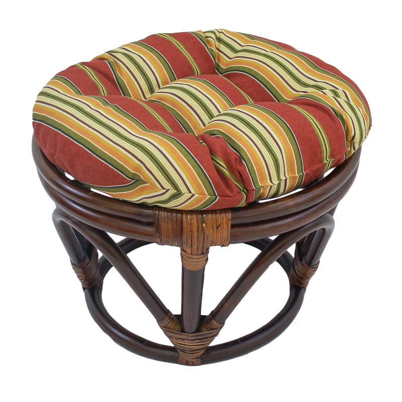 Outdoor 4'' Ottoman Seat Cushion, Orange/Yellow