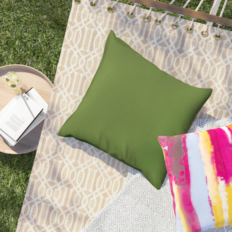 Casual Cushion Solid Sunbrella® Fabric 1-Piece Indoor/Outdoor Square Throw Pillow, 18"W x 18"L, Spectrum Cilantro