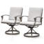 Ensemble de 2 chaises de salle à manger pivotantes pour patio, chaises de salle à manger pivotantes à bascule d'extérieur en aluminium avec coussins, ensemble de mobilier de jardin pour patio, cour, terrasse, piscine, chêne blanchi