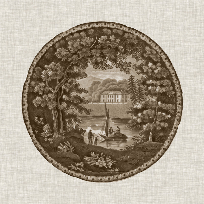 Sepia Transferware IV - Wrapped Canvas Print, 122cm H x 122cm W