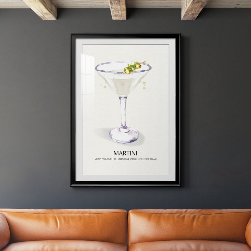 Martini - peinture encadrée, Noir, H 30,5 po x l 42,5 po x P 1,5 po