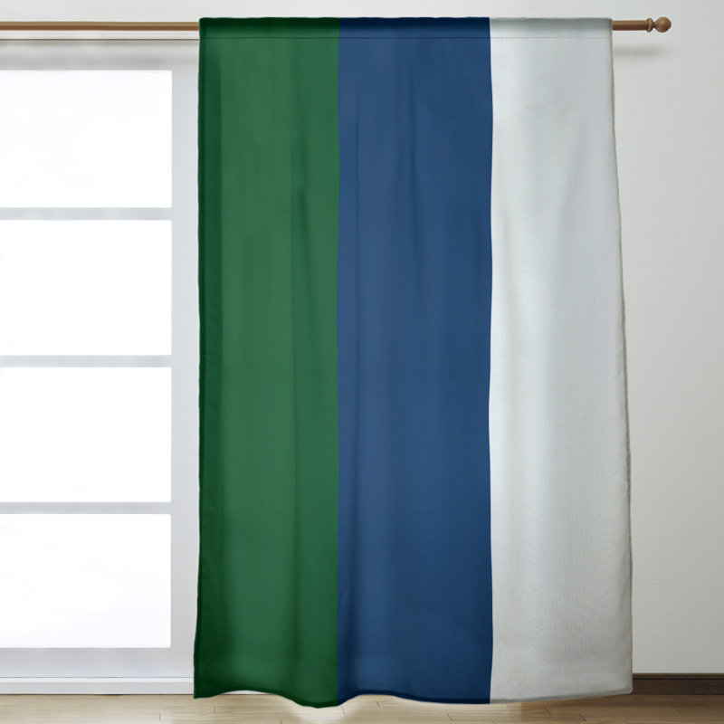 Blackout Curtain Single Panel, Green/Navy/White