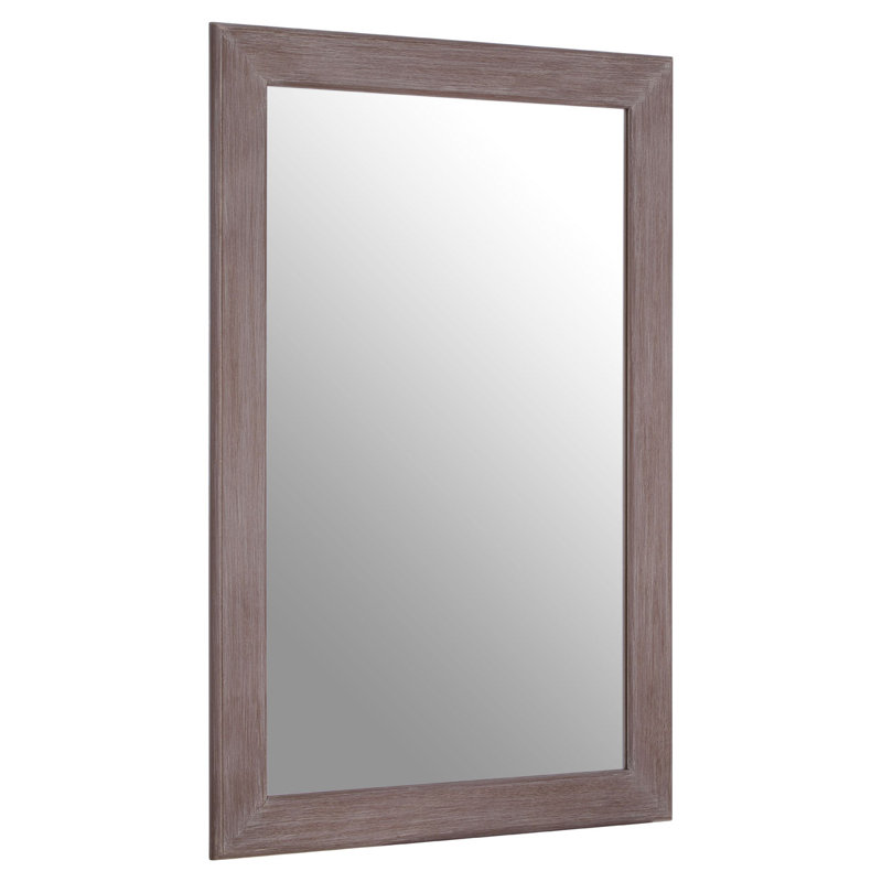 Wine Solid Wood Flat Wall Mirror, Brown