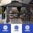 12ft x 12 ft Outdoor Canopy Gazebo, Patio Gazebo, Hardtop Gazebo, Elegant Hardtop Pavilion with Double Layered Roof and Curtains, Suitable for Patio and Backyard-98536677