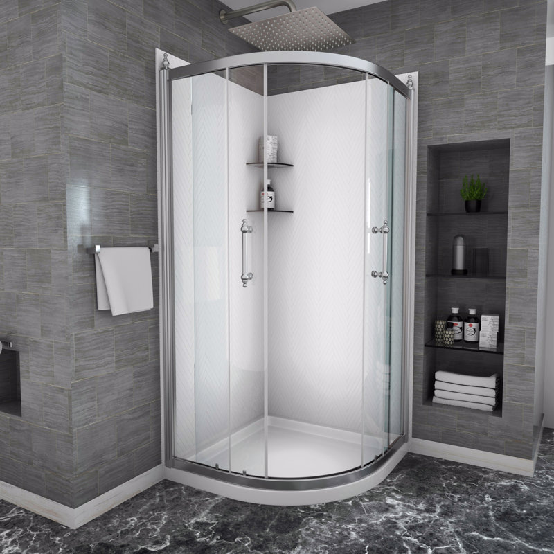 Porte de douche 36 po x 75 po Cabine de douche chromée