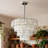 8-Light 23.6"Silver Tiered Shell Crystal Pendant Chandelier