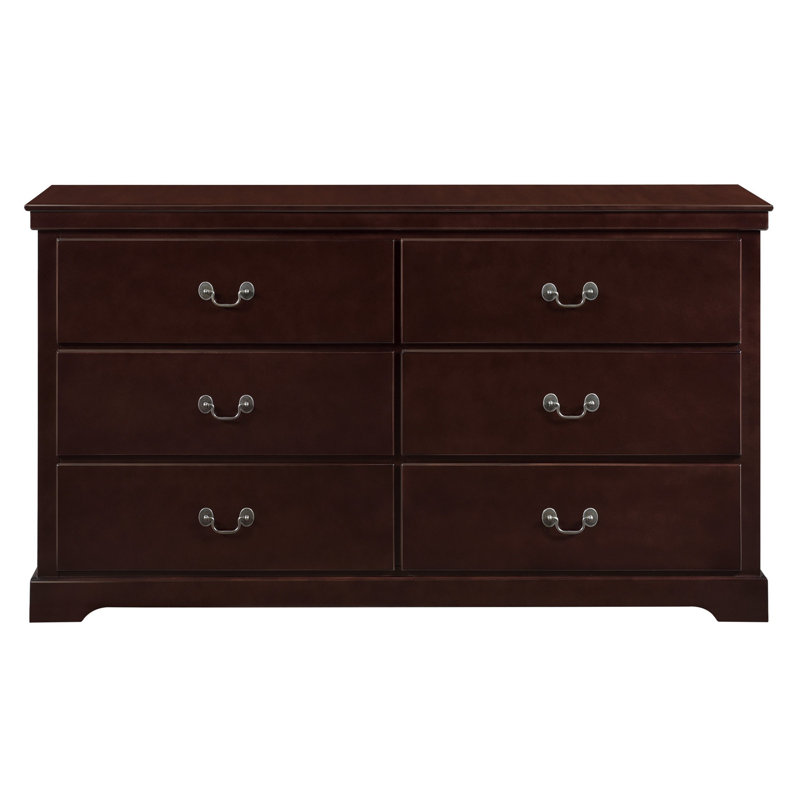 Commode double 6 tiroirs Reith, Brun cerisier