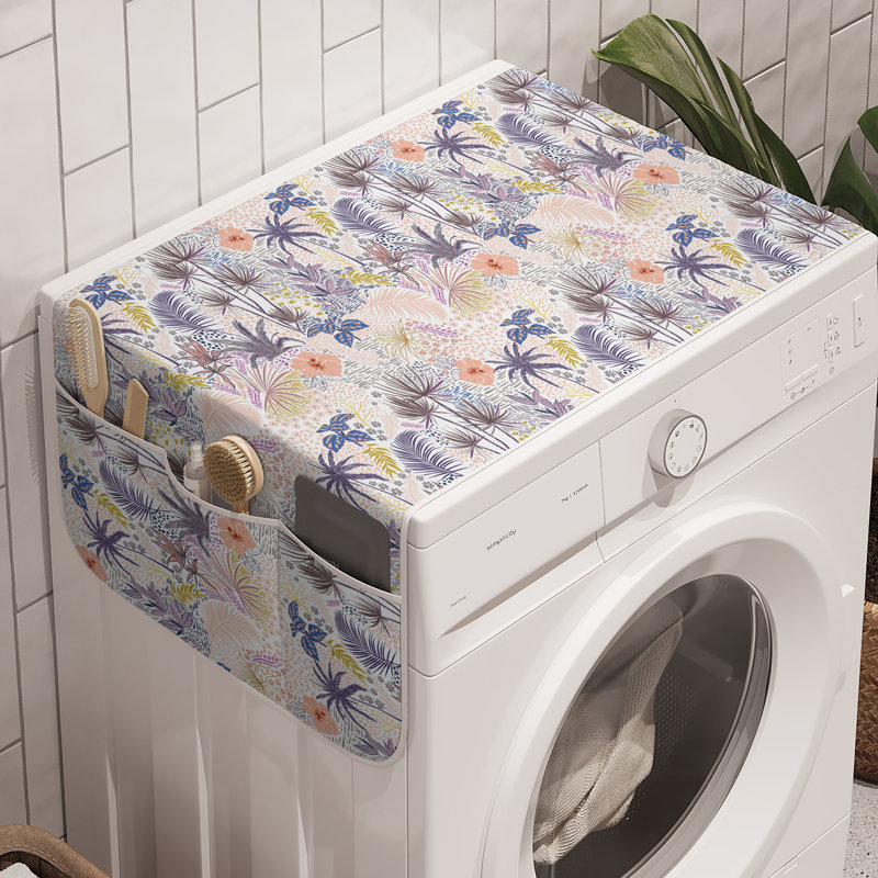 East Urban Home Botanical Washing Machine Organizer Pack of 2 47" x 18.5" White Multicolor