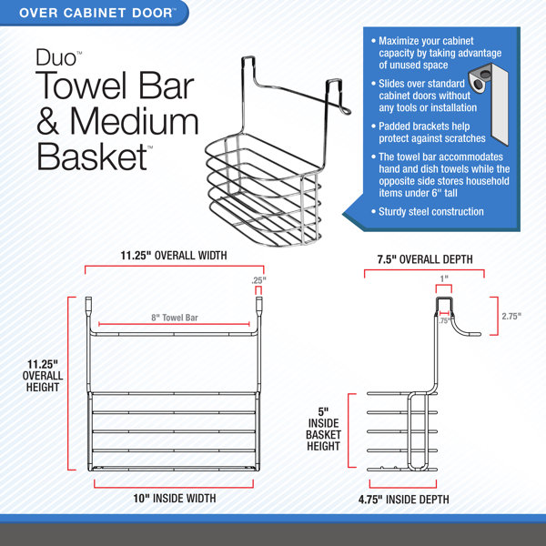 Spectrum Diversified Designs Duo Over the Cabinet Towel Bar and Bottle  Organizer 