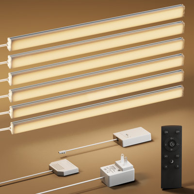 Éclairage sous-armoire à brancher V4light, paquet de 6 barres lumineuses à DEL ultra-minces de 12 pouces, application intelligente / commande vocale / télécommande, fonctionne avec Alexa, intensité réglable et CCT réglable, 5 W / bar, pour la cuisine, le placard, le comptoir