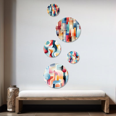 Dahndray - Geometric Modern Round Wall Art Set Of 5