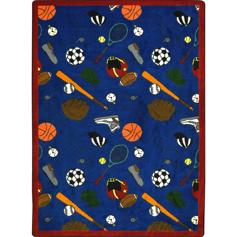 Educational Bookworm Area Rug, Rectangle  3'10" x 5'4", Blue