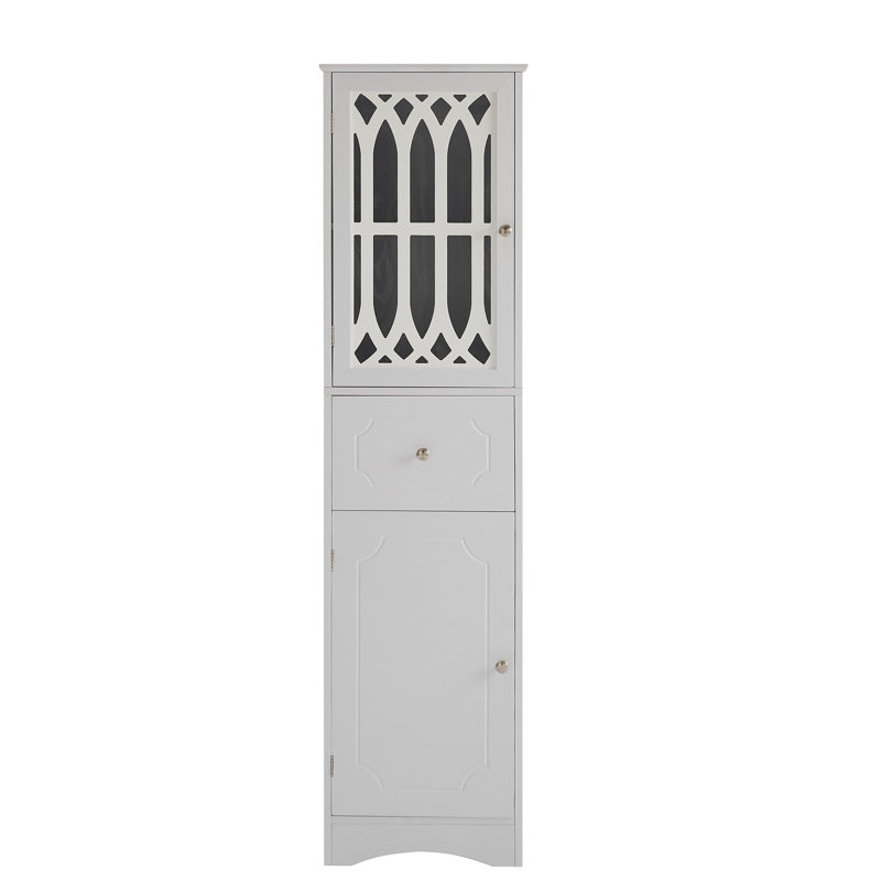 Armoire de salle de bain haute - blanc, tiroir et portes pour une utilisation quotidienne avec tablette réglable, 2, Blanc
