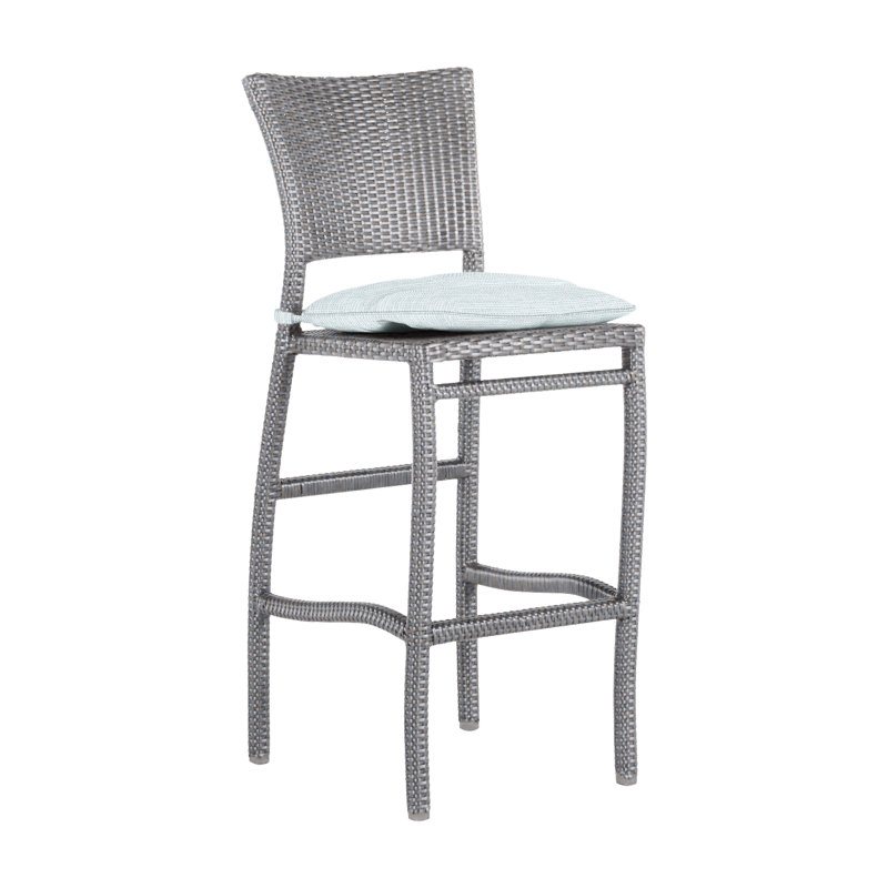 Skye 30" Patio Bar Stool with Cushion, Athena #24 Oyster, Welt, Paper Sky