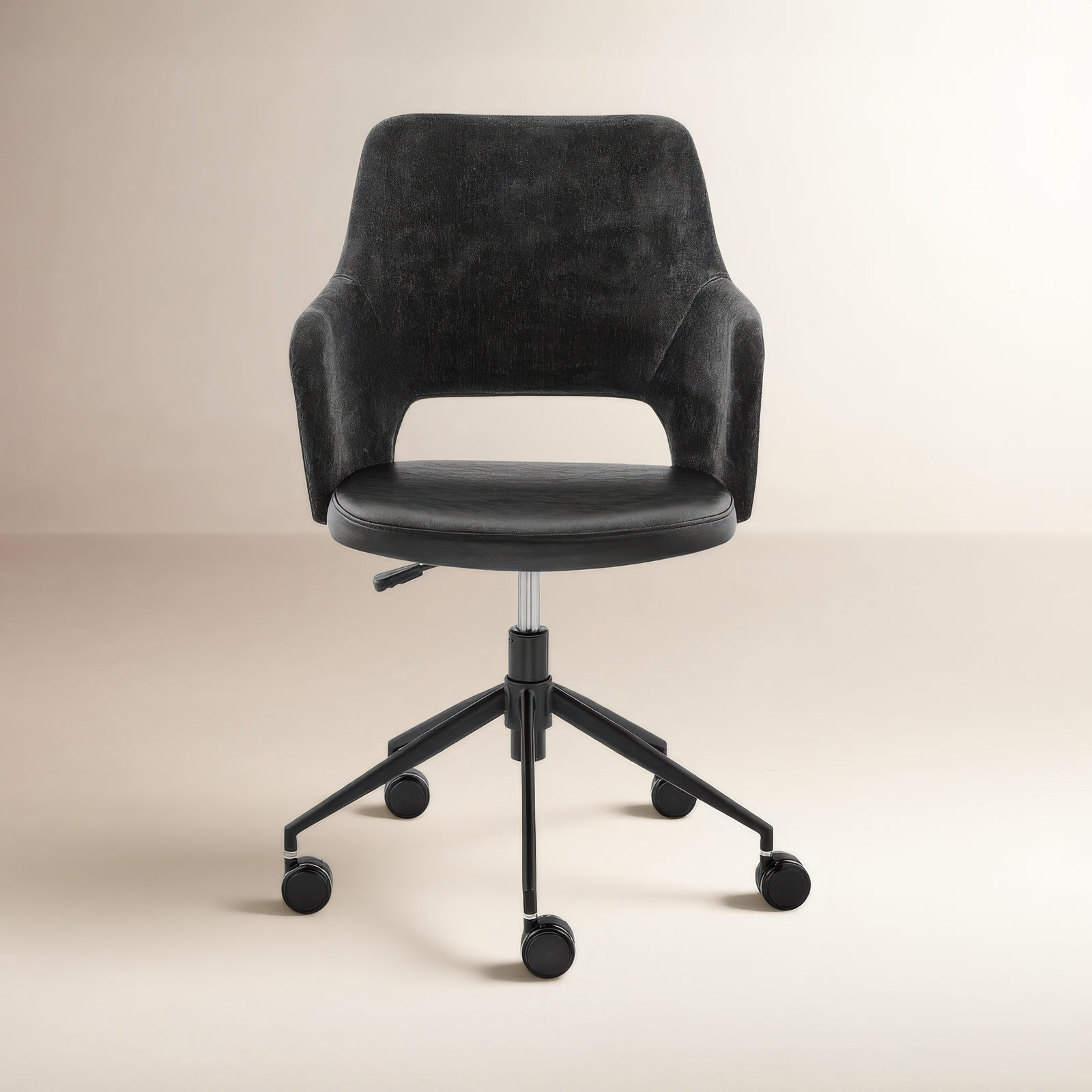 Celena Swivel Office Chair, Black Faux Leather