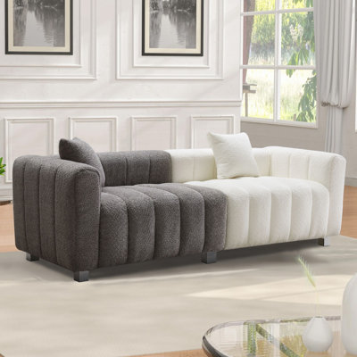 83.46'' Premium Velvet Sofa 3-Seater Loveseat, Modern Bubble Upholstered Couch with Metal Base Legs and 2 Pillows for Living Room, Bedroom.