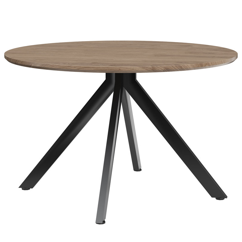 47.2" Solid Wood Round Dining Kitchen Table For 4-6 People With Intersecting Pedestal Base, Black/Brown