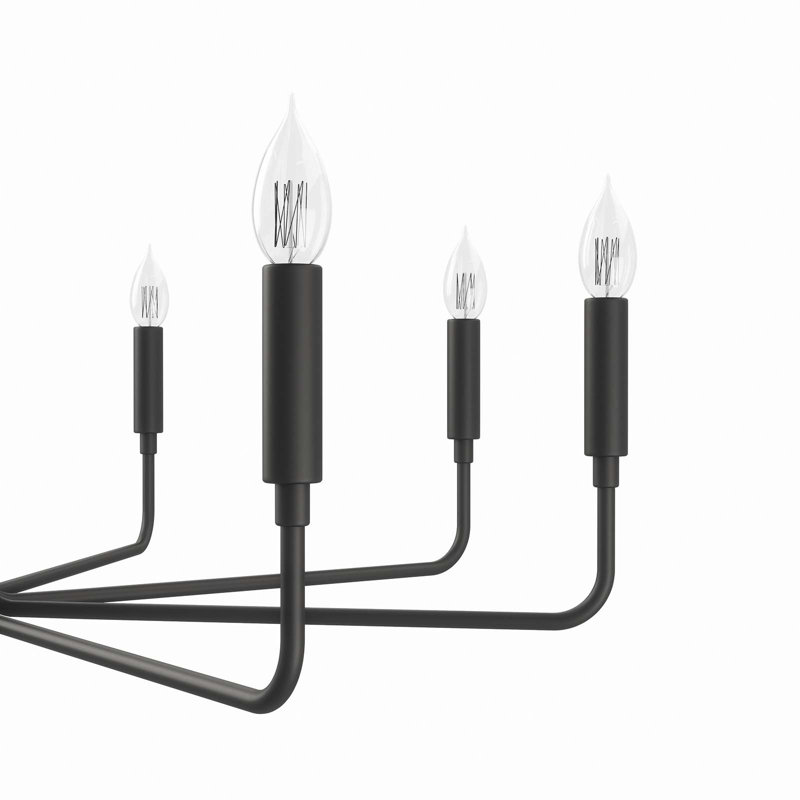 Rekindle Mid-Century Modern 8-Light Black Iron Chandelier