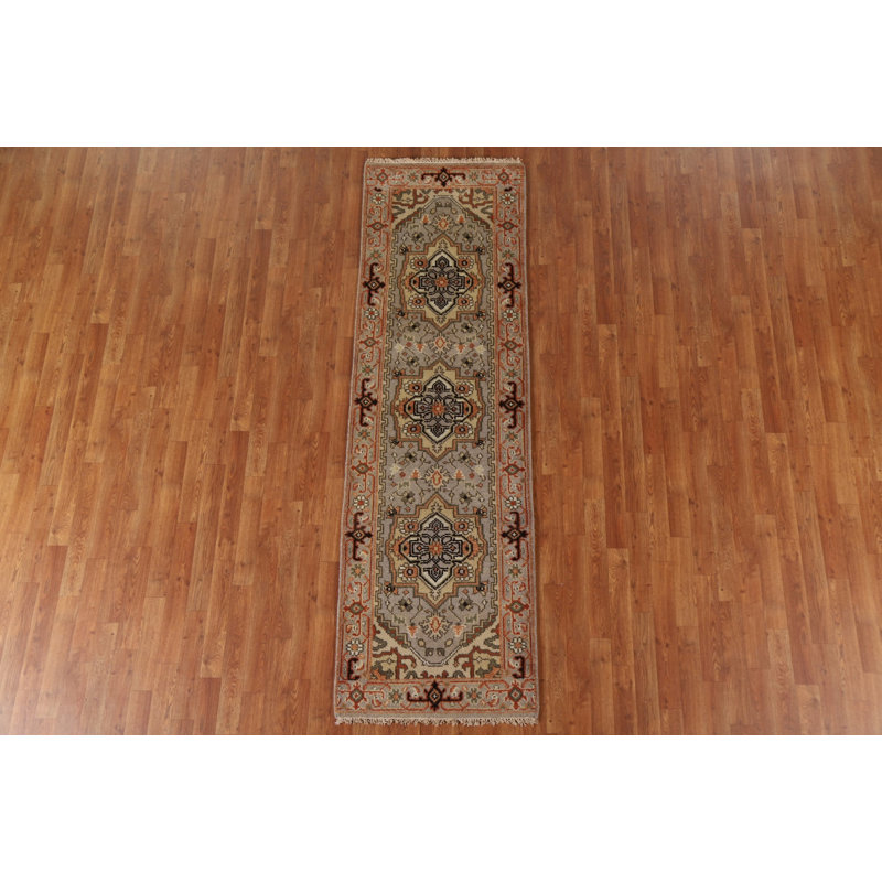 Tapis de couloir géométrique en laine 3x8
