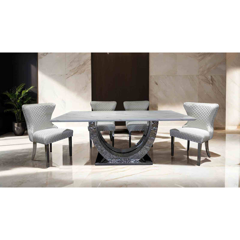 Chaise de salle à manger 2 pièces Glam Style, Argent argent