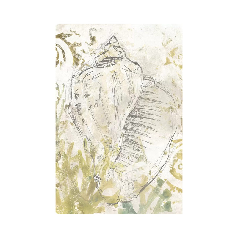 Verdant Shell Fresco I by June Erica Vess - Wrapped Canvas Gallery-Wrapped Canvas Giclée, 30.48cm H x 20.32cm W