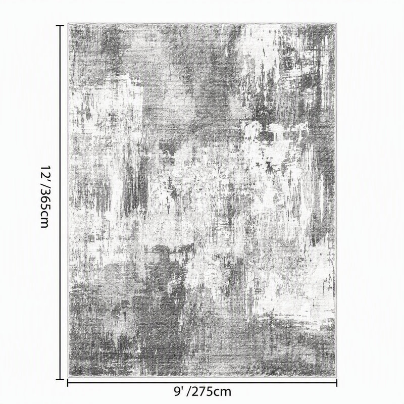 Tapis moderne et abstrait bleu, 9 x 12, durable et à poils courts pour les endroits très passants et la décoration élégante