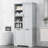 Bathroom Storage Cabinet With Doors And Drawers, Tilt-Out Laundry Hamper, Multiple Storage Space, Freestanding Style, Open Shelve, Adjustable Shelf, Gray-1278006601