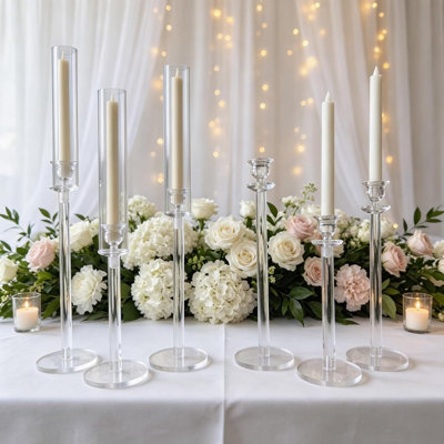 12Pcs Clear Acrylic Taper Candle Holders for Wedding Table Centerpiece