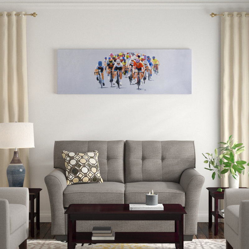 « cycle compétition », reproduction de peinture à l’acrylique sur toile tendue, H 20 po x l 60 po x P 1,5 po