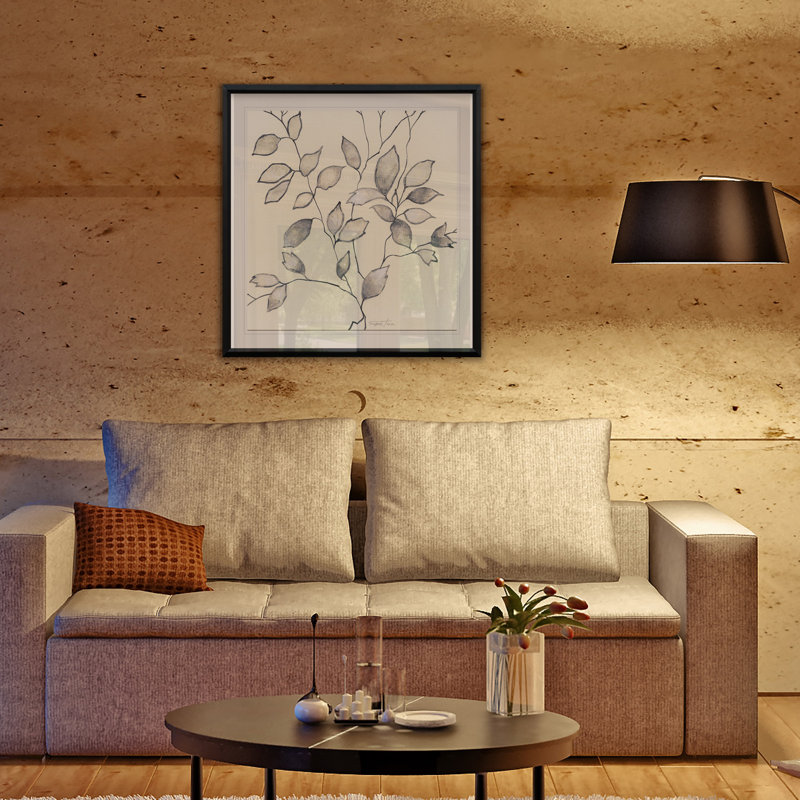 Whispering Leaves I - reproduction d'art, H 30,5 po x l 30,5 po, Impression encadrée, Noir