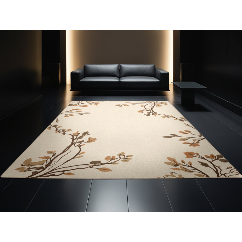 Soft Plush Escoto Thanksgiving Modern & Contemporary Abstract Area Rug in Beige – Beige Binding, 8x10