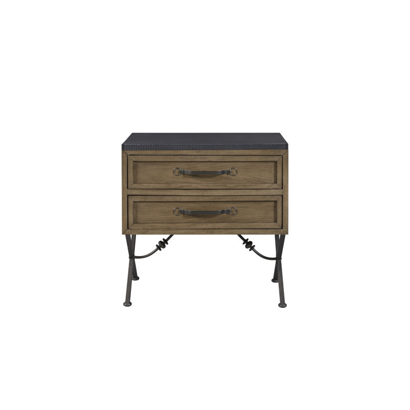 Table de chevet 2 tiroirs - Amande, Brown