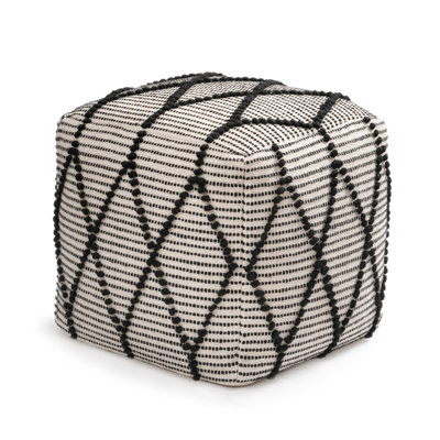 Orvella 17' Black and White Rectangular Upholstered Pouf Ottoman