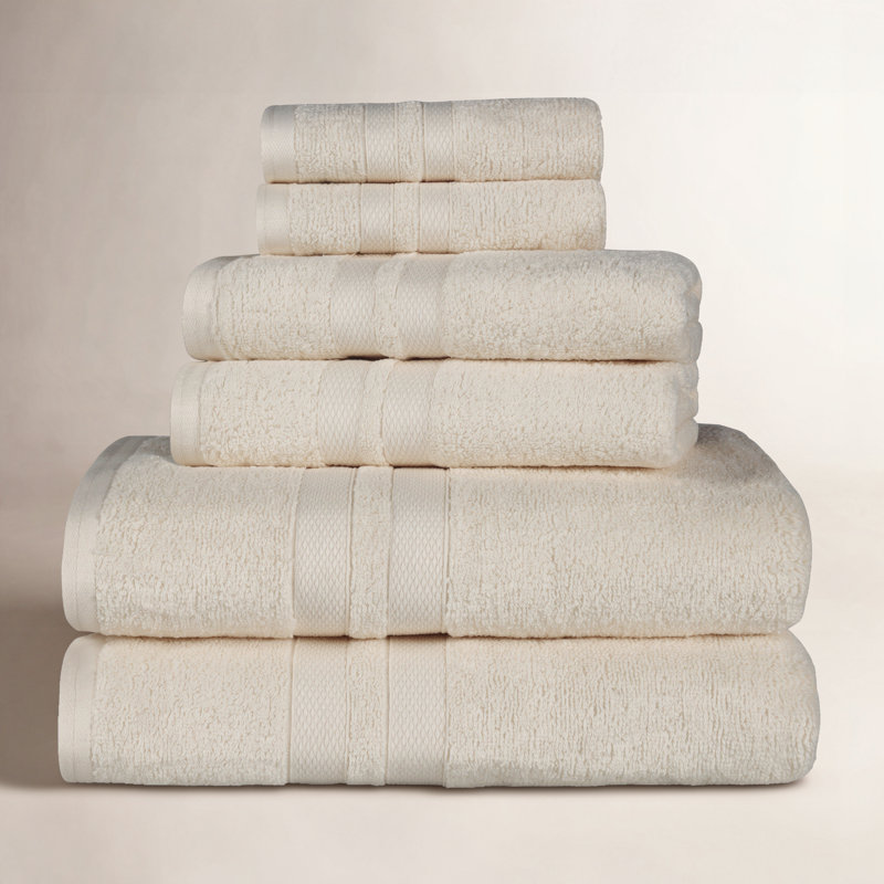 Amoy Soft 6 Piece 100% Cotton Towel Set, Ivory