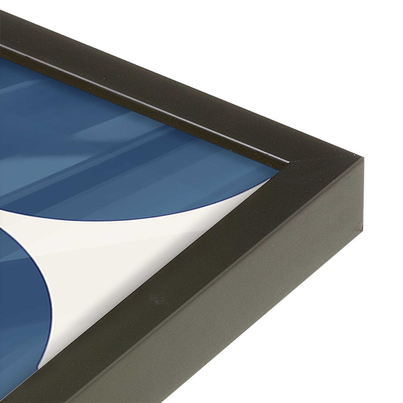 Ensemble de 2 imprimés géométriques bleus 1923, 19 po x 12 po Bauhaus 1923, Satin Black Framed, 11.5" H x 17.5" W x 1.25" D