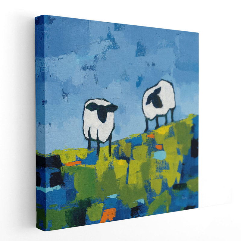 Deux moutons - reproduction d'art sur toile, H 12 po x l 12 po