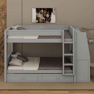 Space-Saving Full Size Bunk Bed - Multifunctional Design With Desk, Bookshelves & Trundle