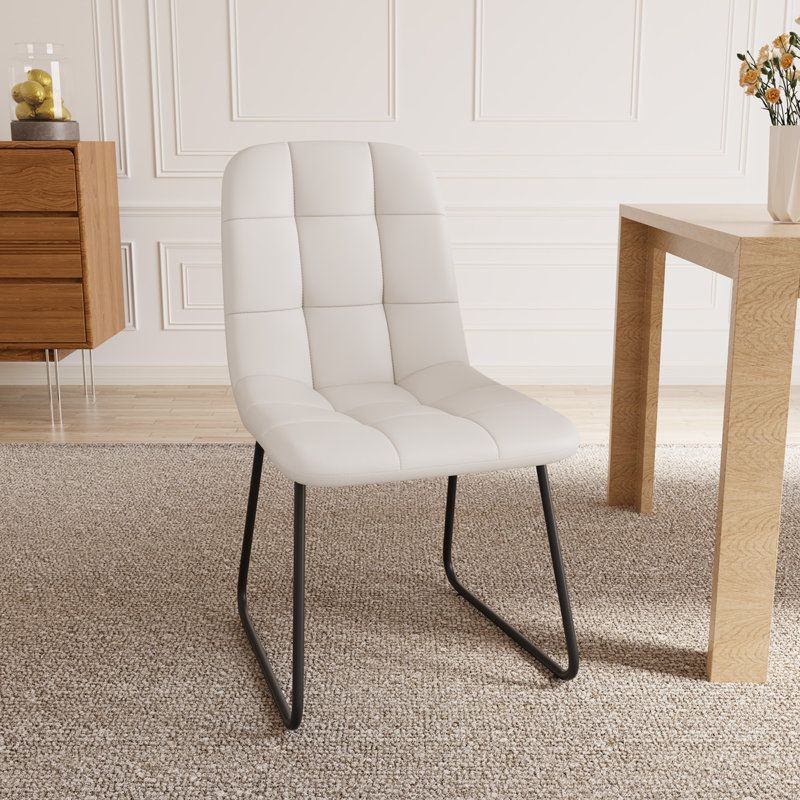 47cm H Upholstered Upholstered Back Side Chair, White