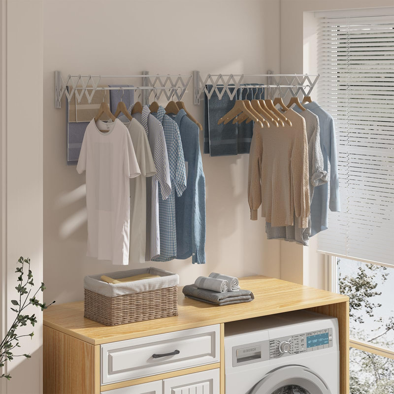 Rustproof Accordion Retractable Drying Rack, 8.31" H x 25.2" W x 25.2" D