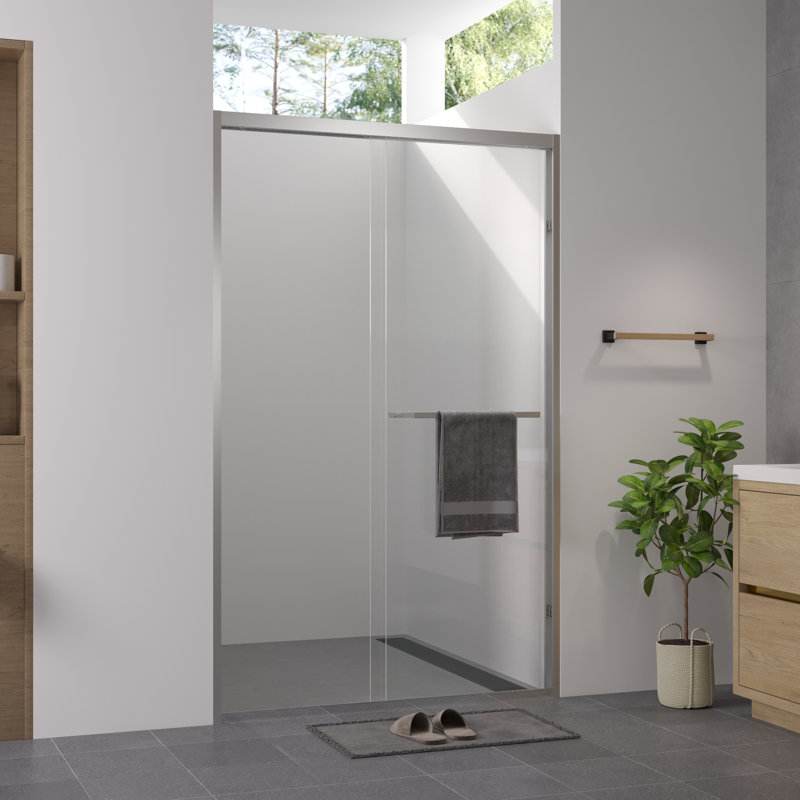 44-48-inch Chrome Finish Aluminum Frame Double Sliding Shower Door, Chrome