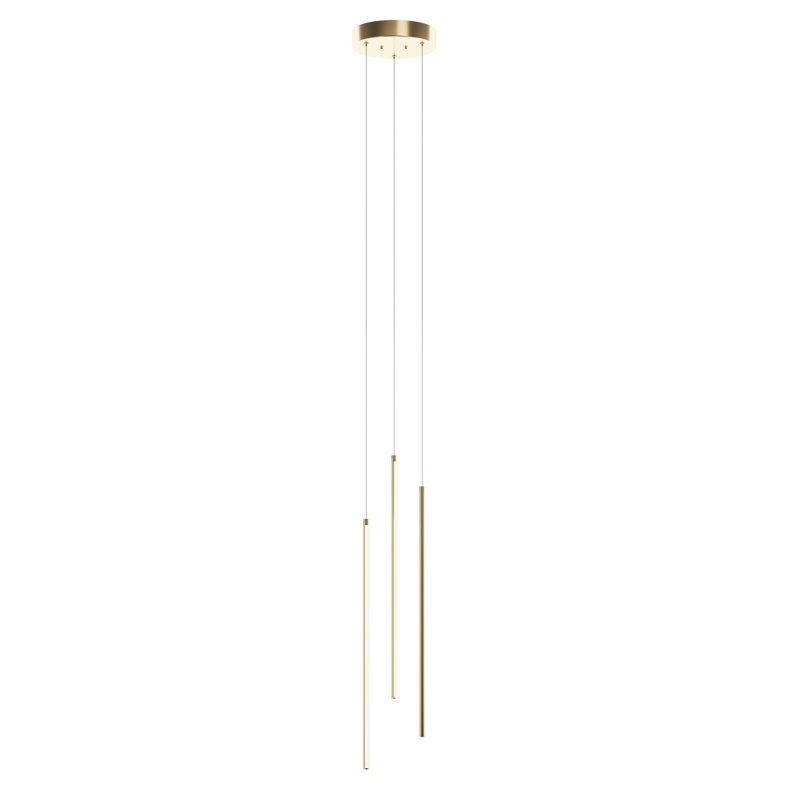 Luminaire suspendu cylindrique à DEL 3 lumières Jaafer, Laiton satiné