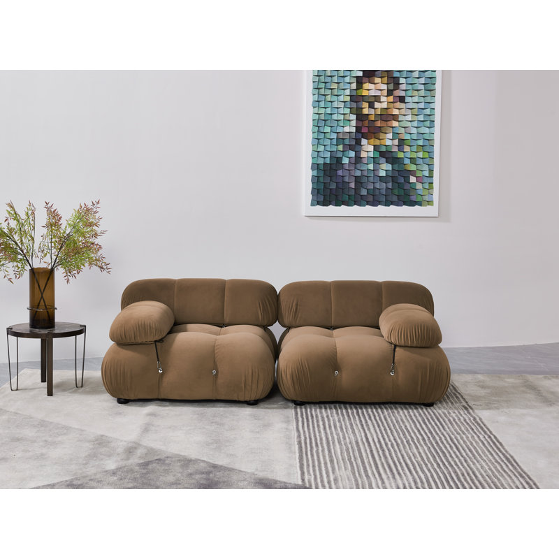 Canapé en chenille de 76 po Belani, Velours brun clair
